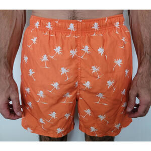 Beach Rays Swim Trunks – Orange Palm Tree Print Board Shorts